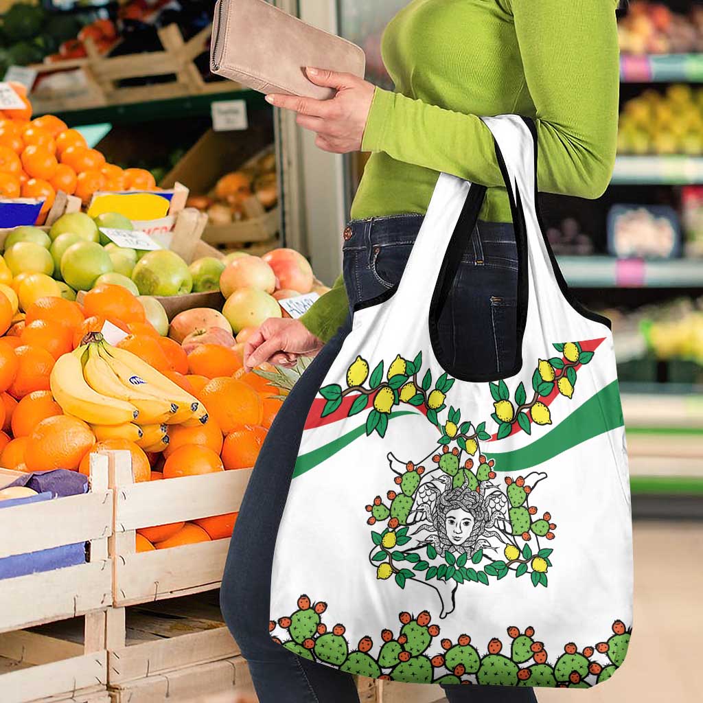Sicilian Triskelion Grocery Bag with Cactus and Lemons