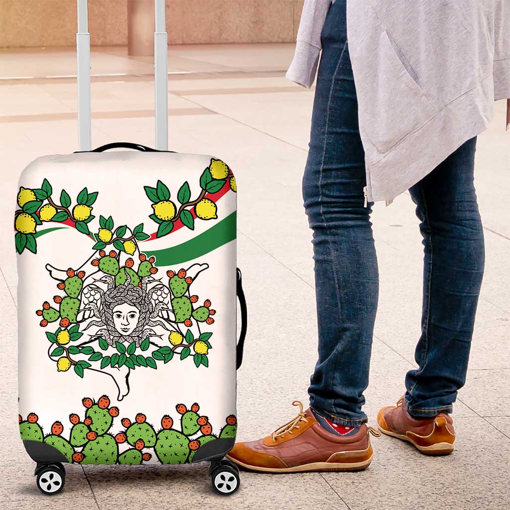 Sicilian Triskelion Luggage Cover with Cactus and Lemons - Wonder Print Shop