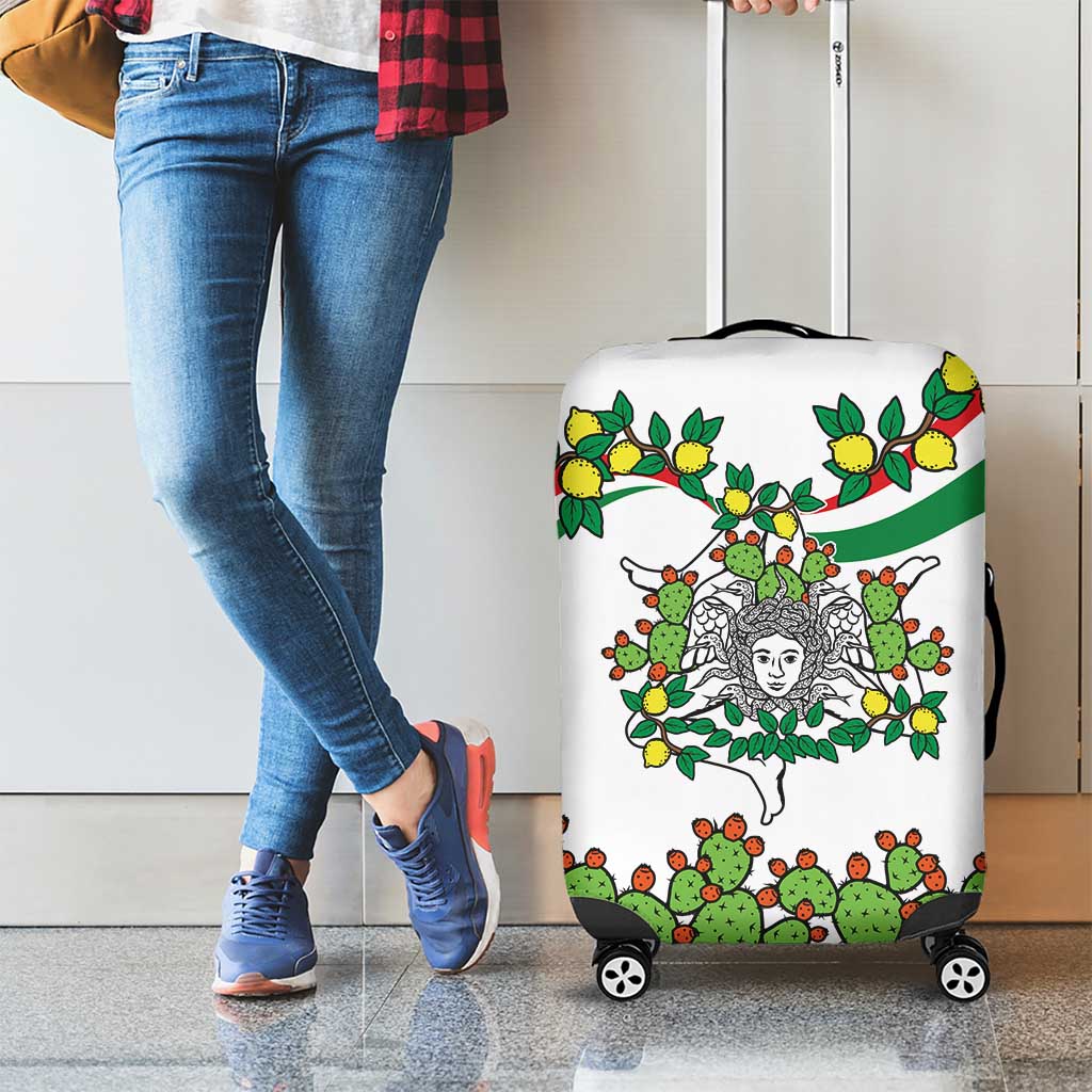 Sicilian Triskelion Luggage Cover with Cactus and Lemons - Wonder Print Shop