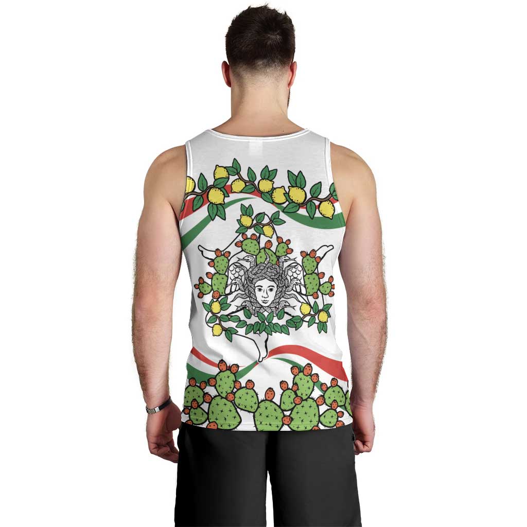 Sicilian Triskelion Men Tank Top with Cactus and Lemons - Wonder Print Shop