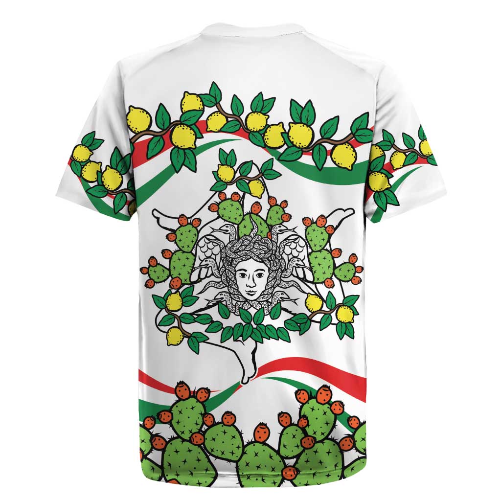 Sicilian Triskelion Rugby Jersey with Cactus and Lemons - Wonder Print Shop