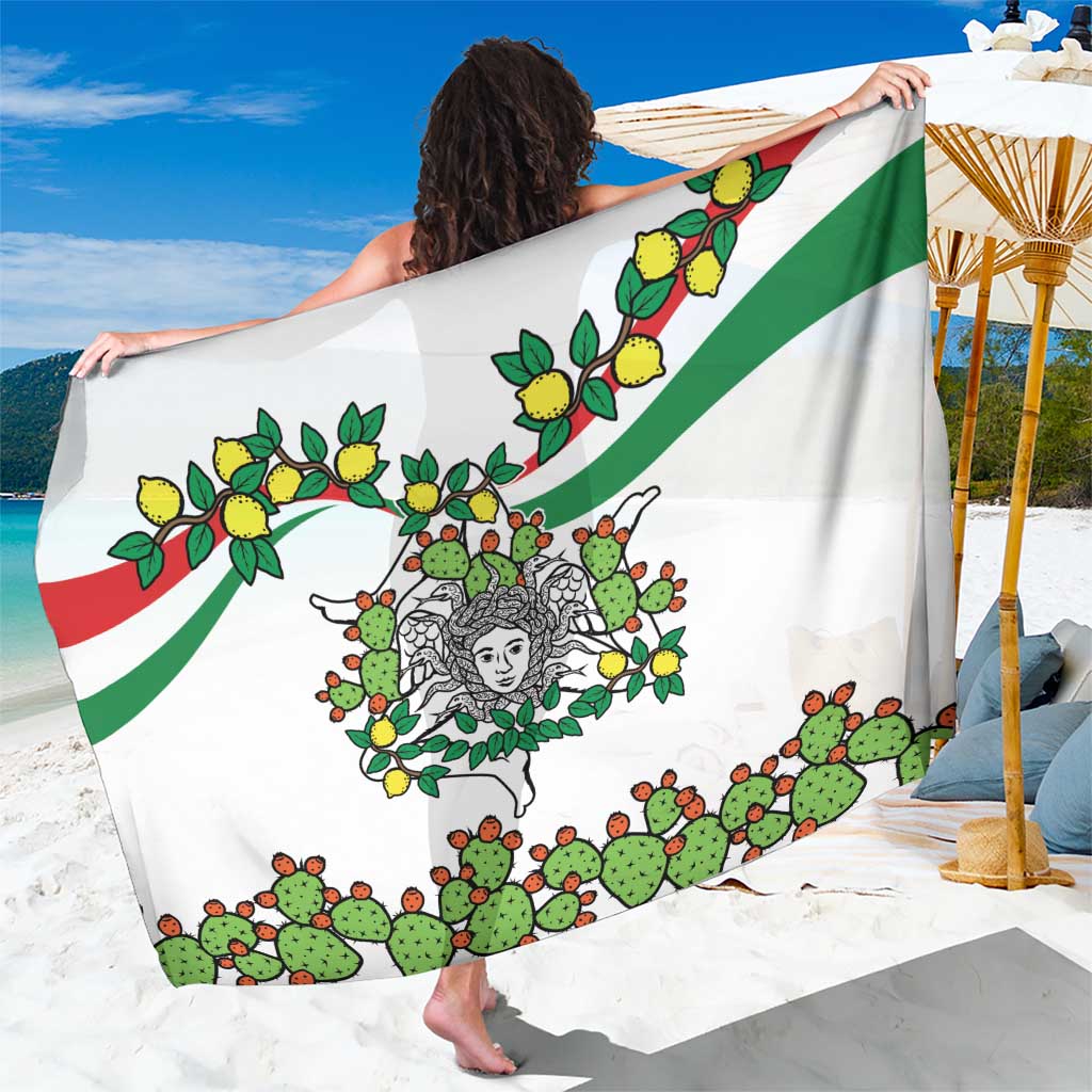 Sicilian Triskelion Sarong with Cactus and Lemons - Wonder Print Shop