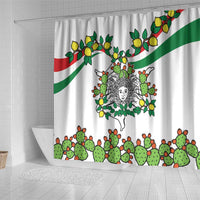 Sicilian Triskelion Shower Curtain with Cactus and Lemons