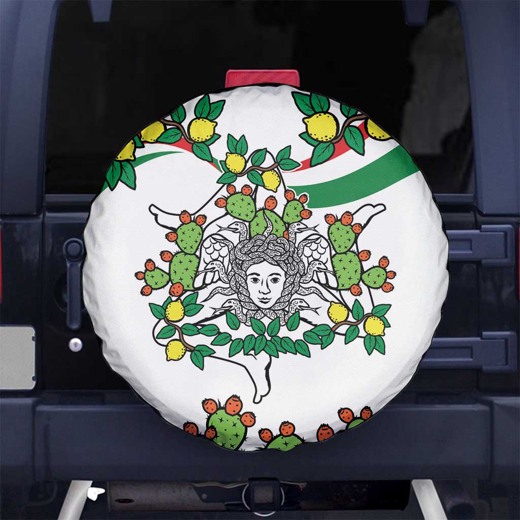 Sicilian Triskelion Spare Tire Cover with Cactus and Lemons - Wonder Print Shop