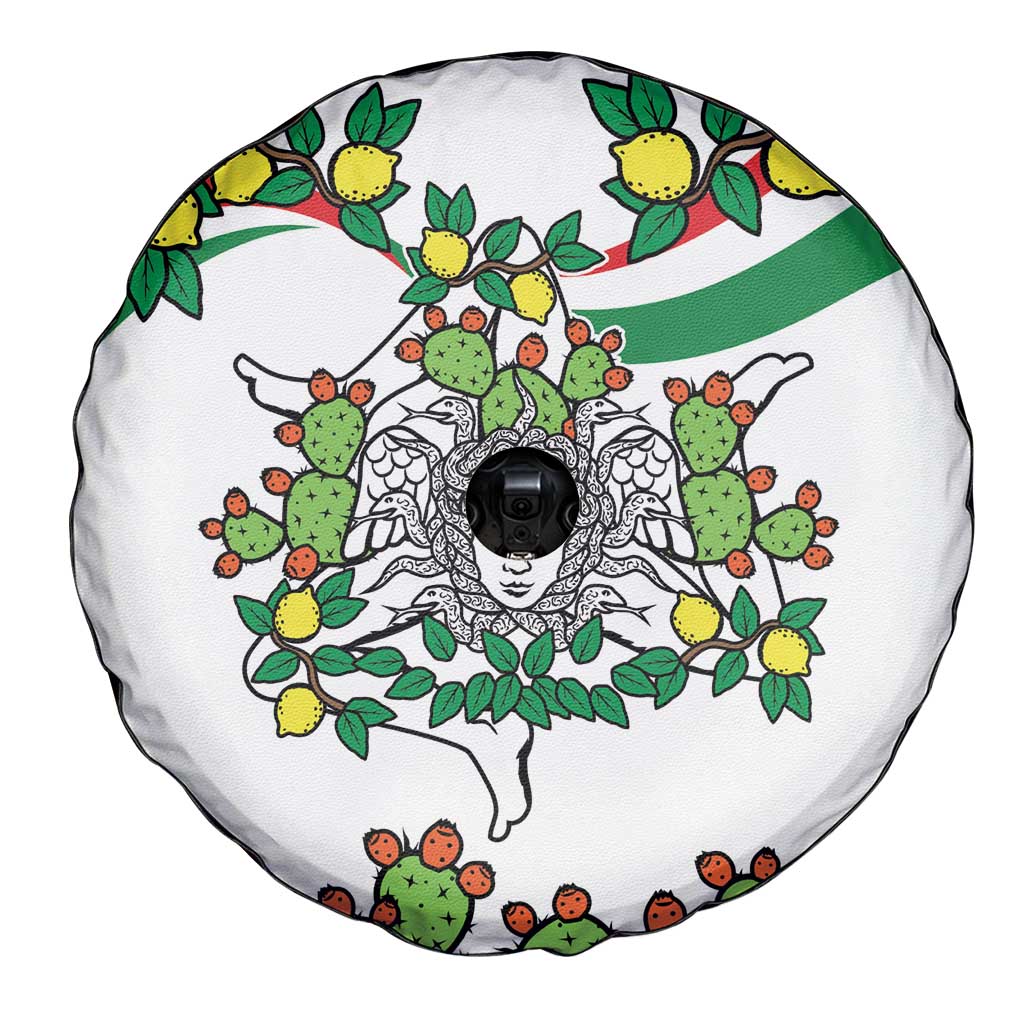 Sicilian Triskelion Spare Tire Cover with Cactus and Lemons - Wonder Print Shop