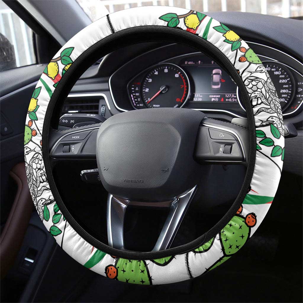 Sicilian Triskelion Steering Wheel Cover with Cactus and Lemons - Wonder Print Shop
