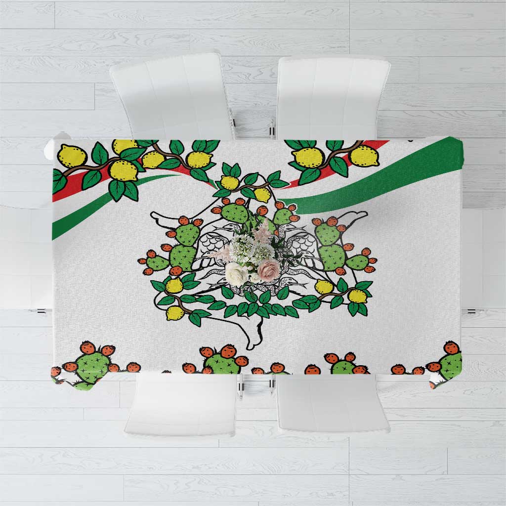 Sicilian Triskelion Tablecloth with Cactus and Lemons - Wonder Print Shop