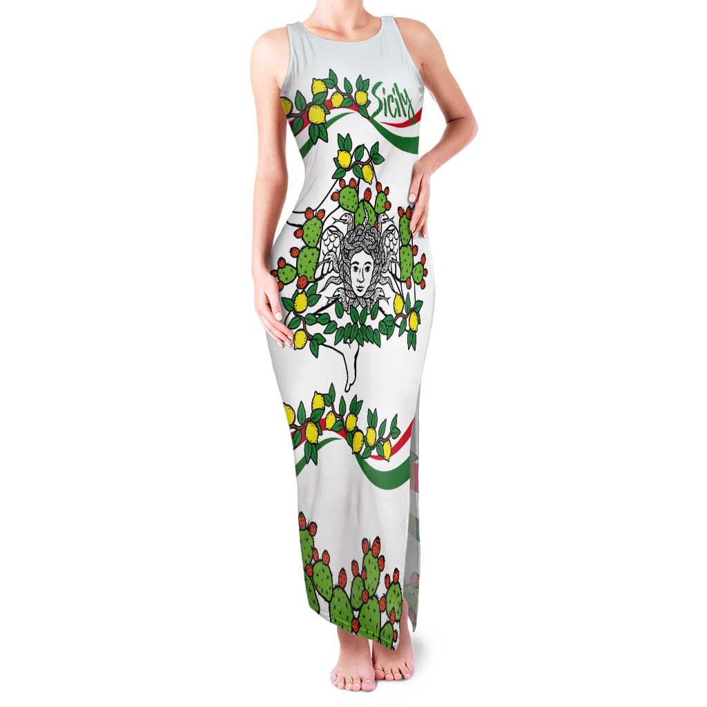 Sicilian Triskelion Tank Maxi Dress with Cactus and Lemons - Wonder Print Shop