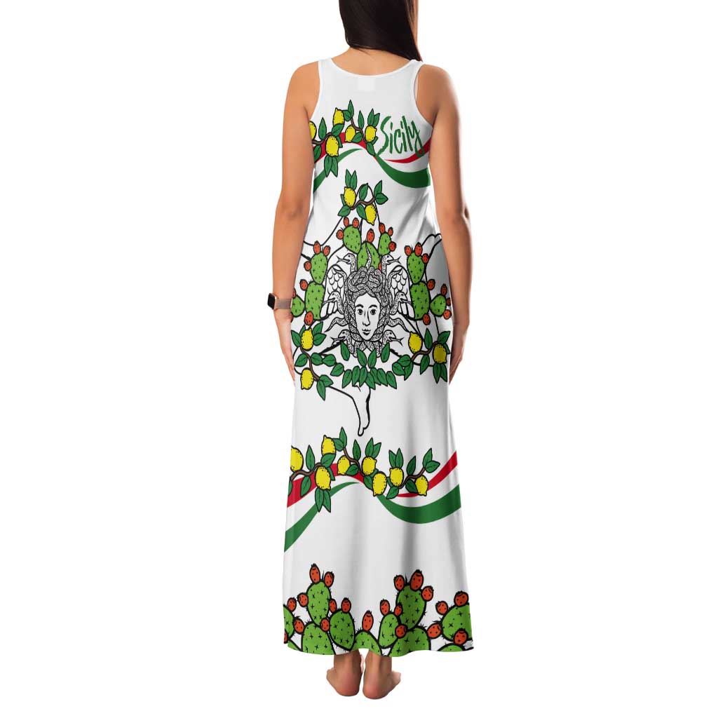 Sicilian Triskelion Tank Maxi Dress with Cactus and Lemons - Wonder Print Shop