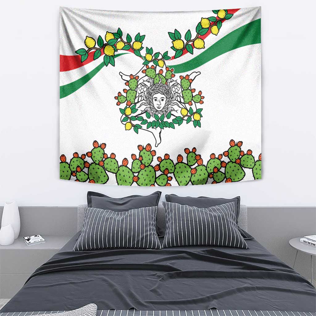 Sicilian Triskelion Tapestry with Cactus and Lemons - Wonder Print Shop