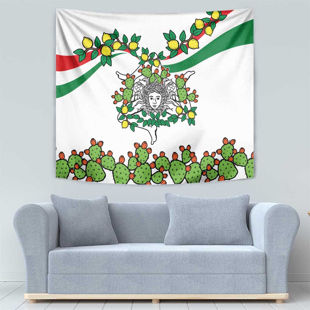 Sicilian Triskelion Tapestry with Cactus and Lemons - Wonder Print Shop