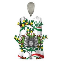 Sicilian Triskelion Wearable Blanket Hoodie with Cactus and Lemons - Wonder Print Shop