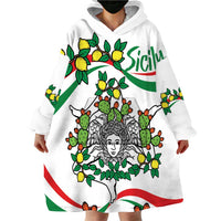 Sicilian Triskelion Wearable Blanket Hoodie with Cactus and Lemons - Wonder Print Shop