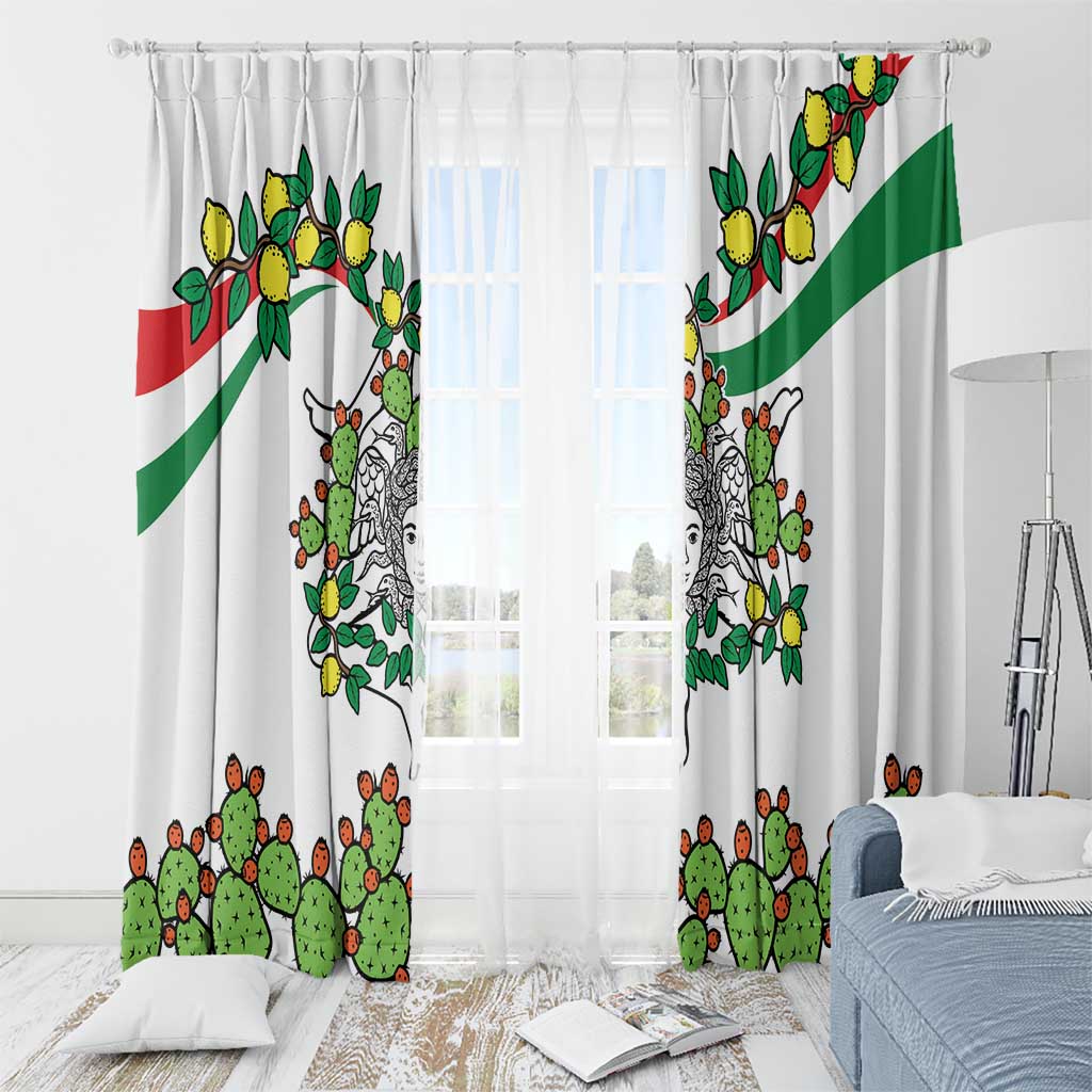 Sicilian Triskelion Window Curtain with Cactus and Lemons - Wonder Print Shop