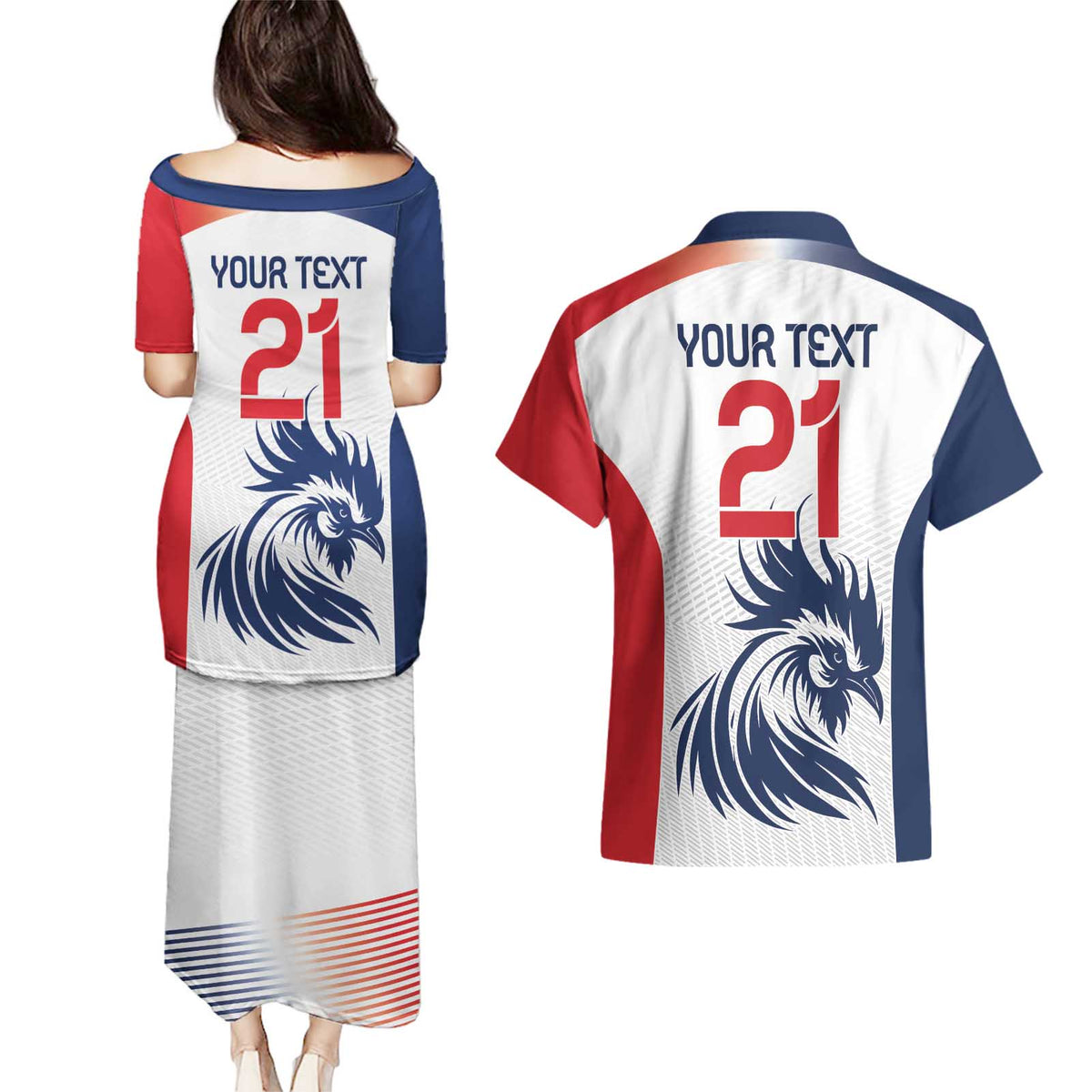 Custom France Football Couples Matching Puletasi and Hawaiian Shirt Les Bleus Rooster Sporty Style LT9 - Wonder Print Shop