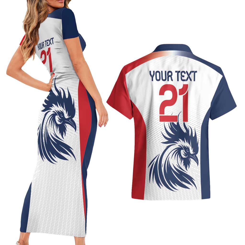 Custom France Football Couples Matching Short Sleeve Bodycon Dress and Hawaiian Shirt Les Bleus Rooster Sporty Style LT9 - Wonder Print Shop