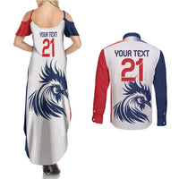 Custom France Football Couples Matching Summer Maxi Dress and Long Sleeve Button Shirt Les Bleus Rooster Sporty Style LT9 - Wonder Print Shop