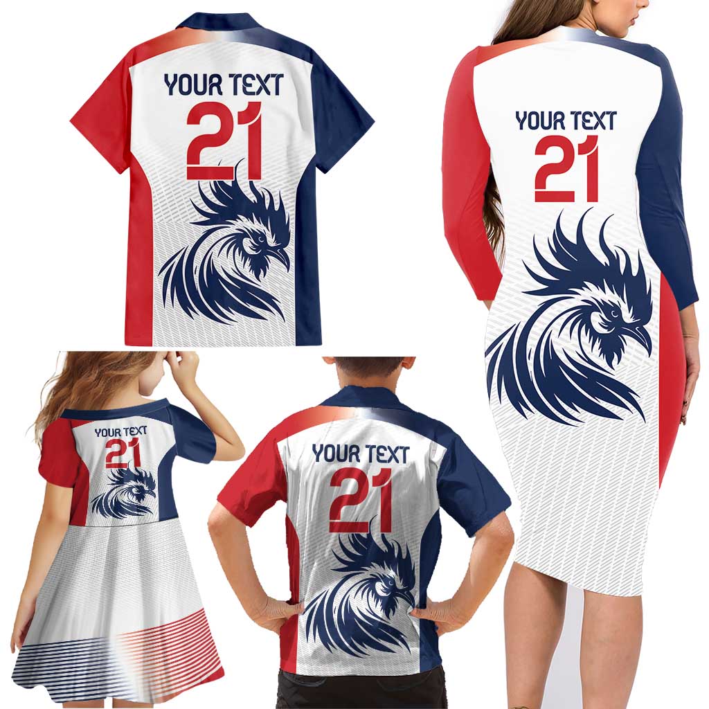 Custom France Football Family Matching Long Sleeve Bodycon Dress and Hawaiian Shirt Les Bleus Rooster Sporty Style LT9 - Wonder Print Shop