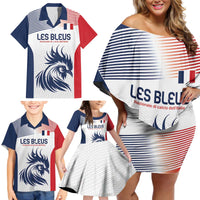 Custom France Football Family Matching Off Shoulder Short Dress and Hawaiian Shirt Les Bleus Rooster Sporty Style LT9 - Wonder Print Shop