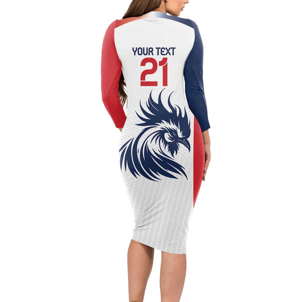 Custom France Football Long Sleeve Bodycon Dress Les Bleus Rooster Sporty Style - Wonder Print Shop