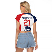 Custom France Football Raglan Cropped T Shirt Les Bleus Rooster Sporty Style - Wonder Print Shop