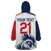 Custom France Football Wearable Blanket Hoodie Les Bleus Rooster Sporty Style - Wonder Print Shop