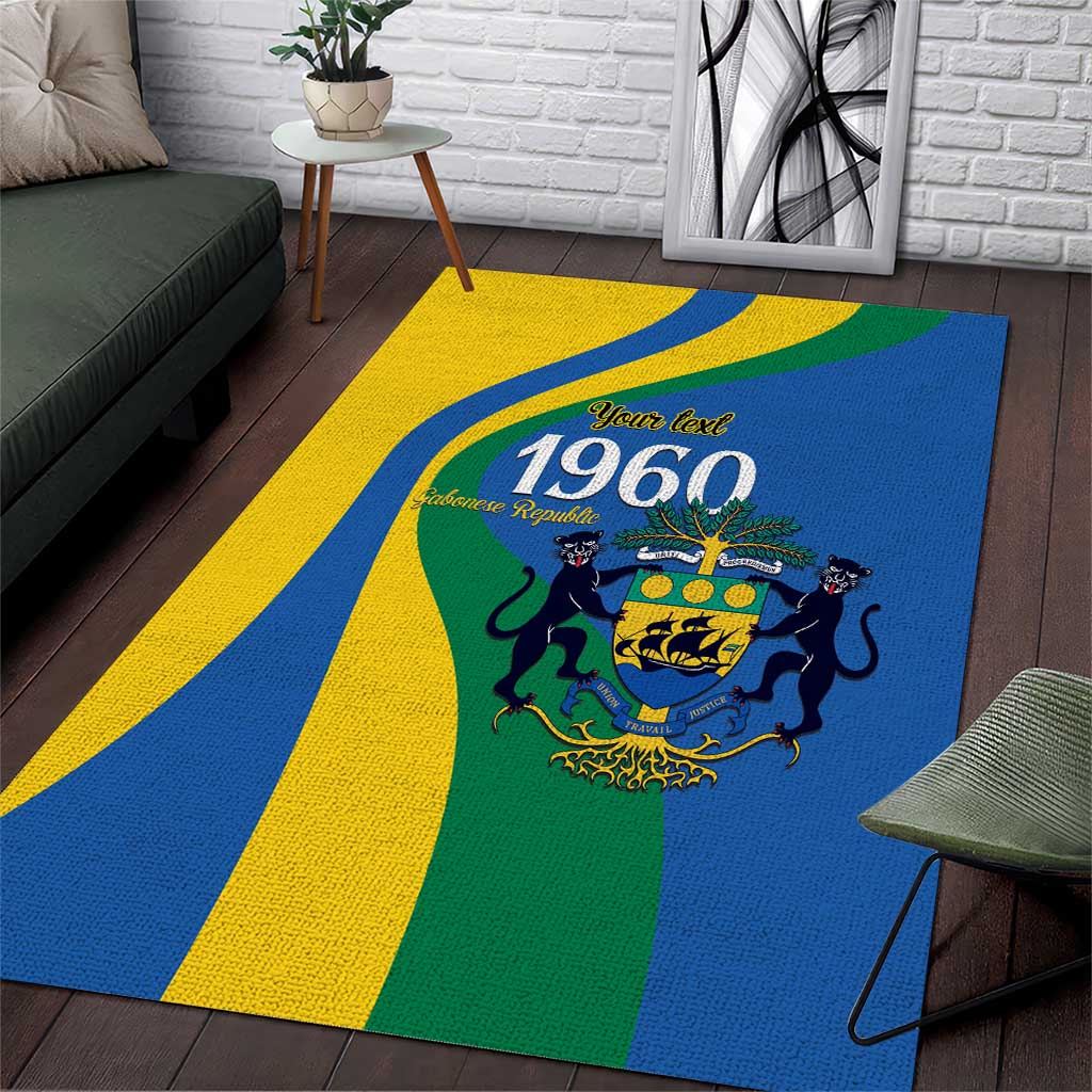 Personalized Gabon Independence Day 1960 Area Rug Gabonaise Coat of Arms - Wonder Print Shop