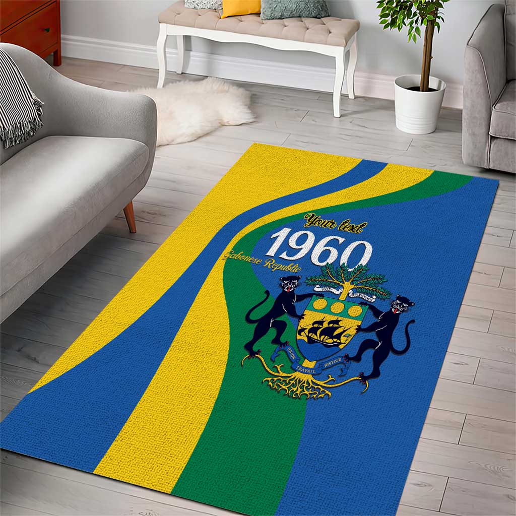 Personalized Gabon Independence Day 1960 Area Rug Gabonaise Coat of Arms - Wonder Print Shop