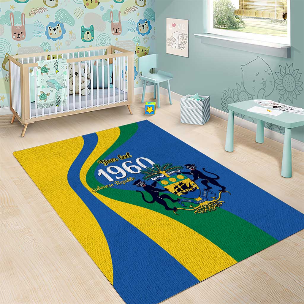 Personalized Gabon Independence Day 1960 Area Rug Gabonaise Coat of Arms - Wonder Print Shop