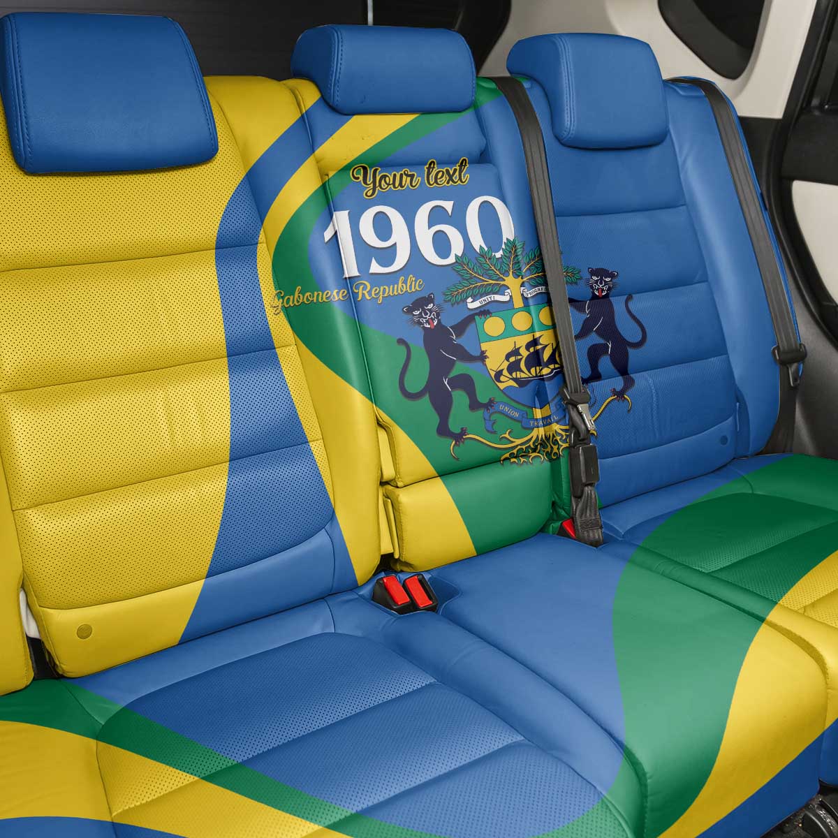 Personalized Gabon Independence Day 1960 Back Car Seat Cover Gabonaise Coat of Arms - Wonder Print Shop