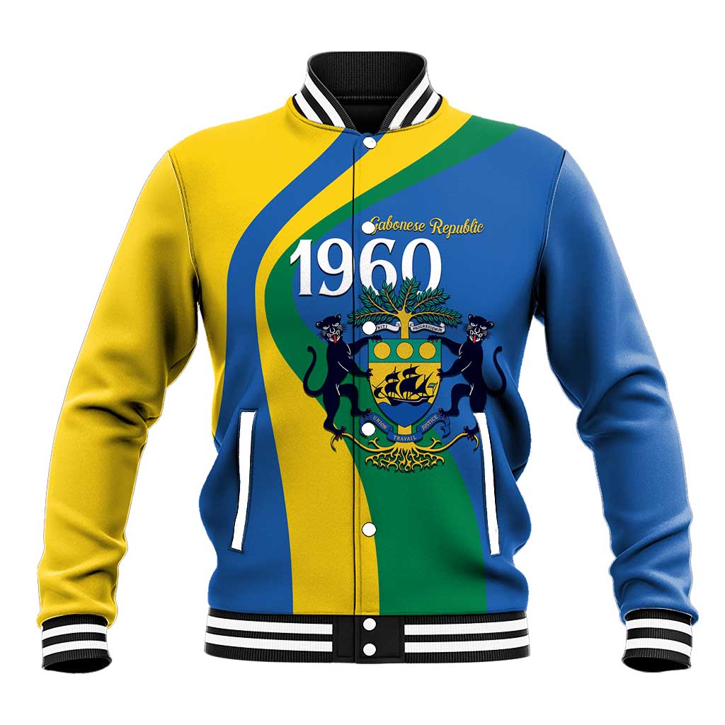 Personalized Gabon Independence Day 1960 Baseball Jacket Gabonaise Coat of Arms - Wonder Print Shop