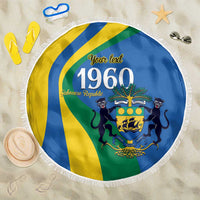Personalized Gabon Independence Day 1960 Beach Blanket Gabonaise Coat of Arms - Wonder Print Shop