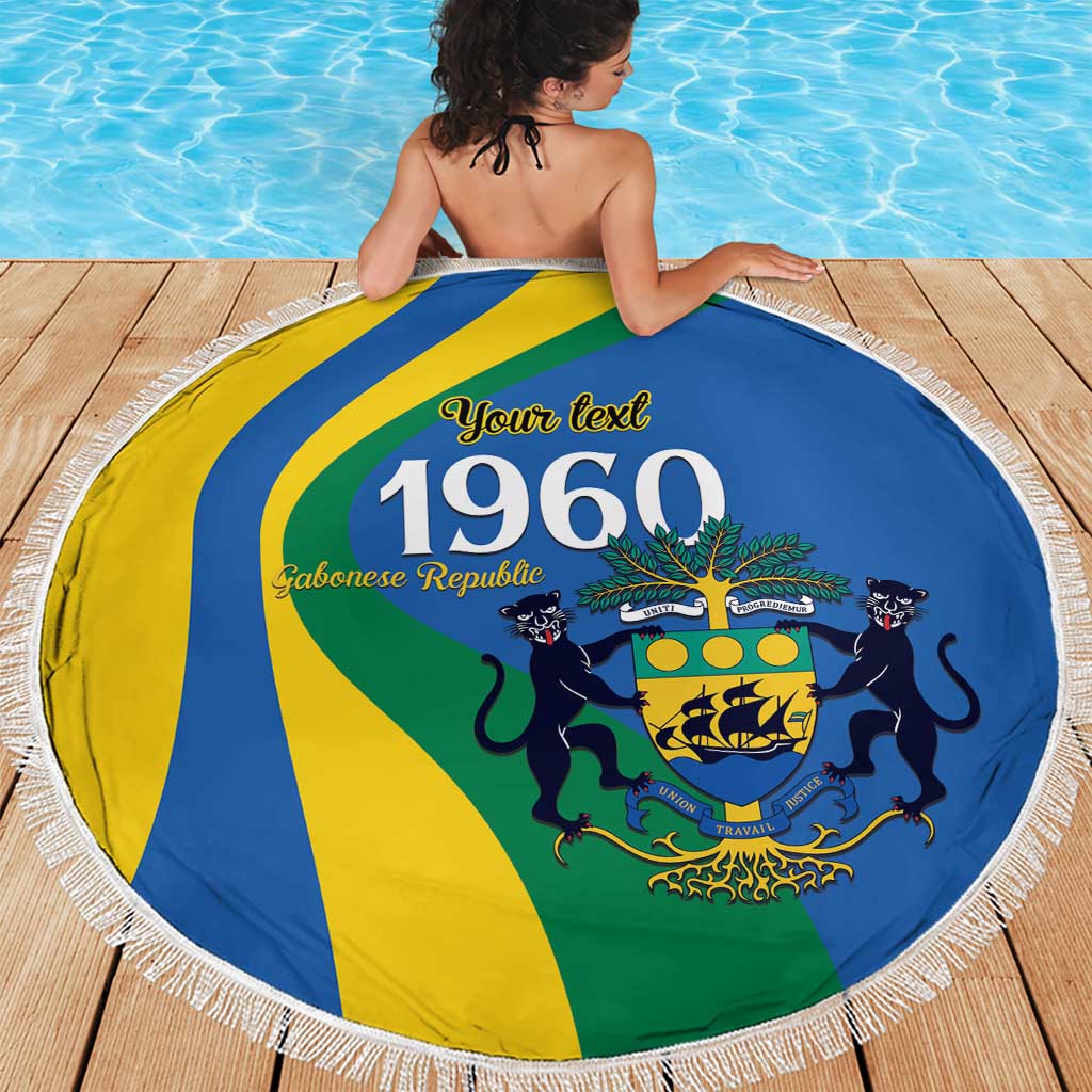 Personalized Gabon Independence Day 1960 Beach Blanket Gabonaise Coat of Arms - Wonder Print Shop