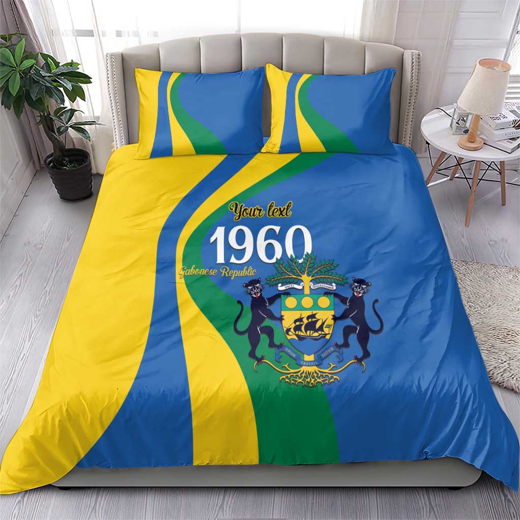 Personalized Gabon Independence Day 1960 Bedding Set Gabonaise Coat of Arms - Wonder Print Shop