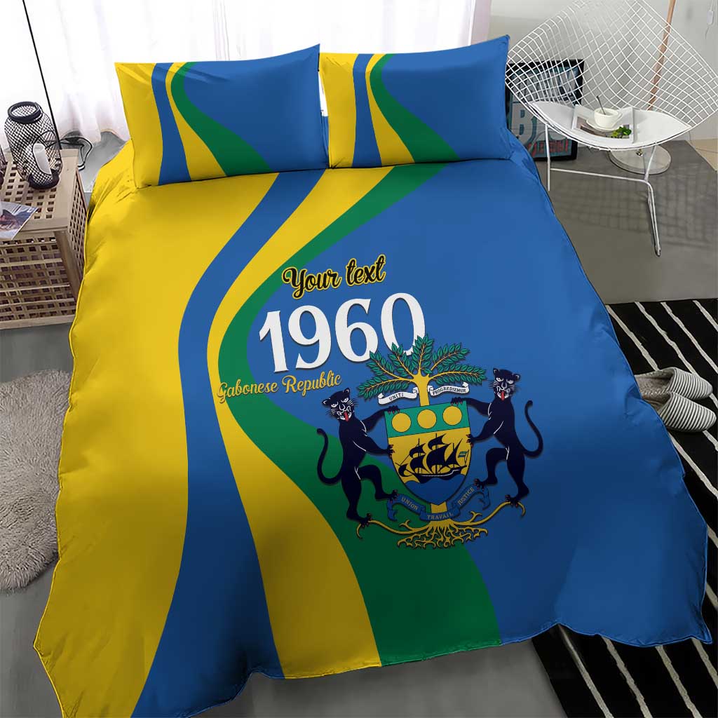 Personalized Gabon Independence Day 1960 Bedding Set Gabonaise Coat of Arms - Wonder Print Shop