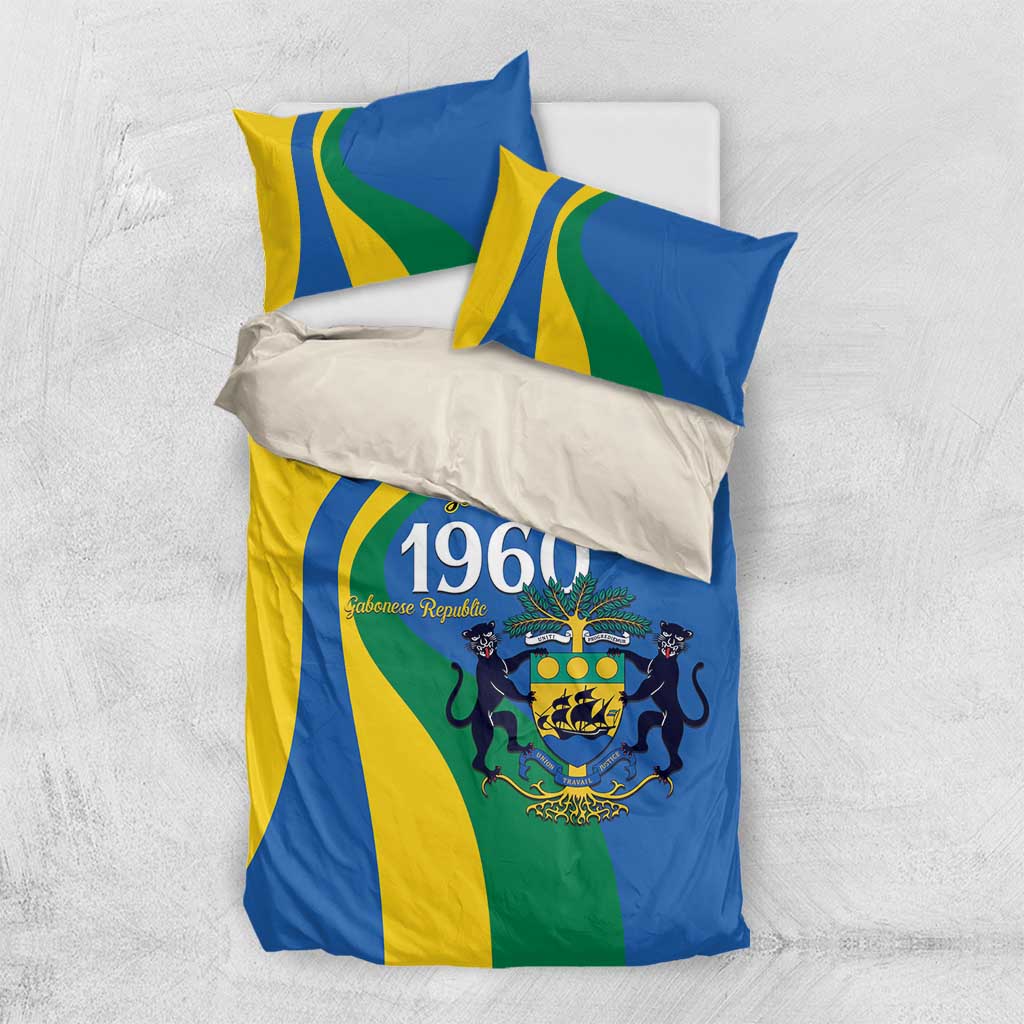 Personalized Gabon Independence Day 1960 Bedding Set Gabonaise Coat of Arms - Wonder Print Shop