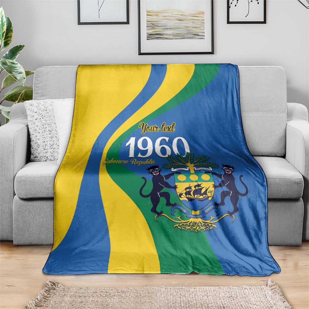 Personalized Gabon Independence Day 1960 Blanket Gabonaise Coat of Arms - Wonder Print Shop