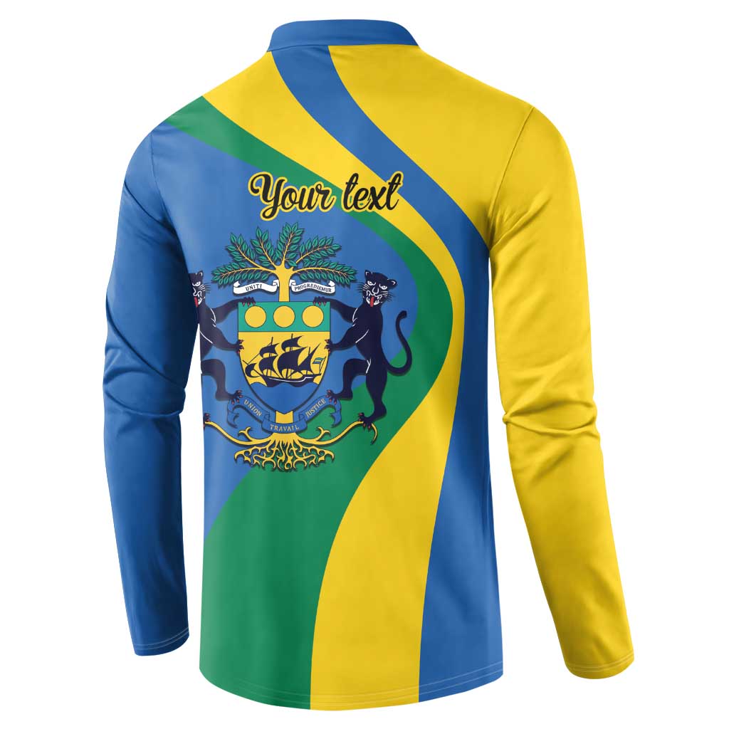 Personalized Gabon Independence Day 1960 Button Sweatshirt Gabonaise Coat of Arms - Wonder Print Shop