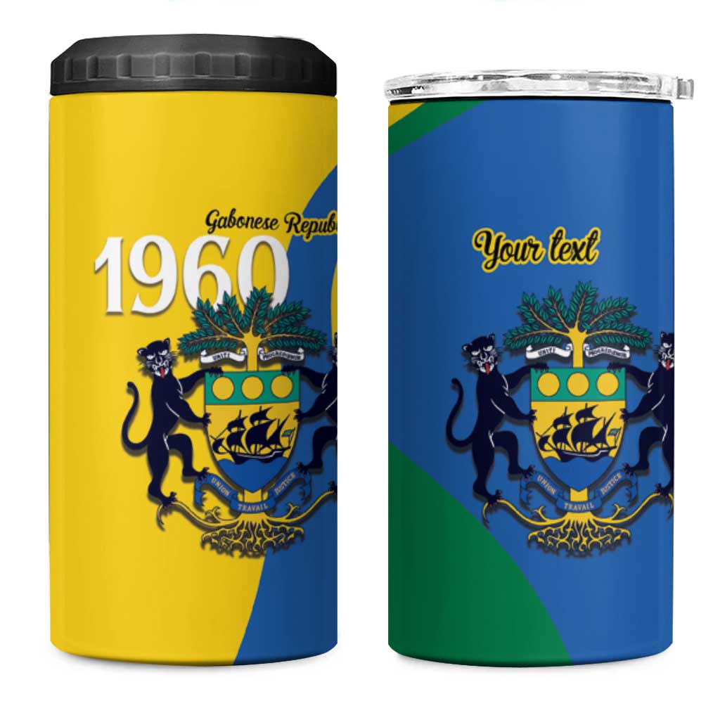 Personalized Gabon Independence Day 1960 4 in 1 Can Cooler Tumbler Gabonaise Coat of Arms - Wonder Print Shop