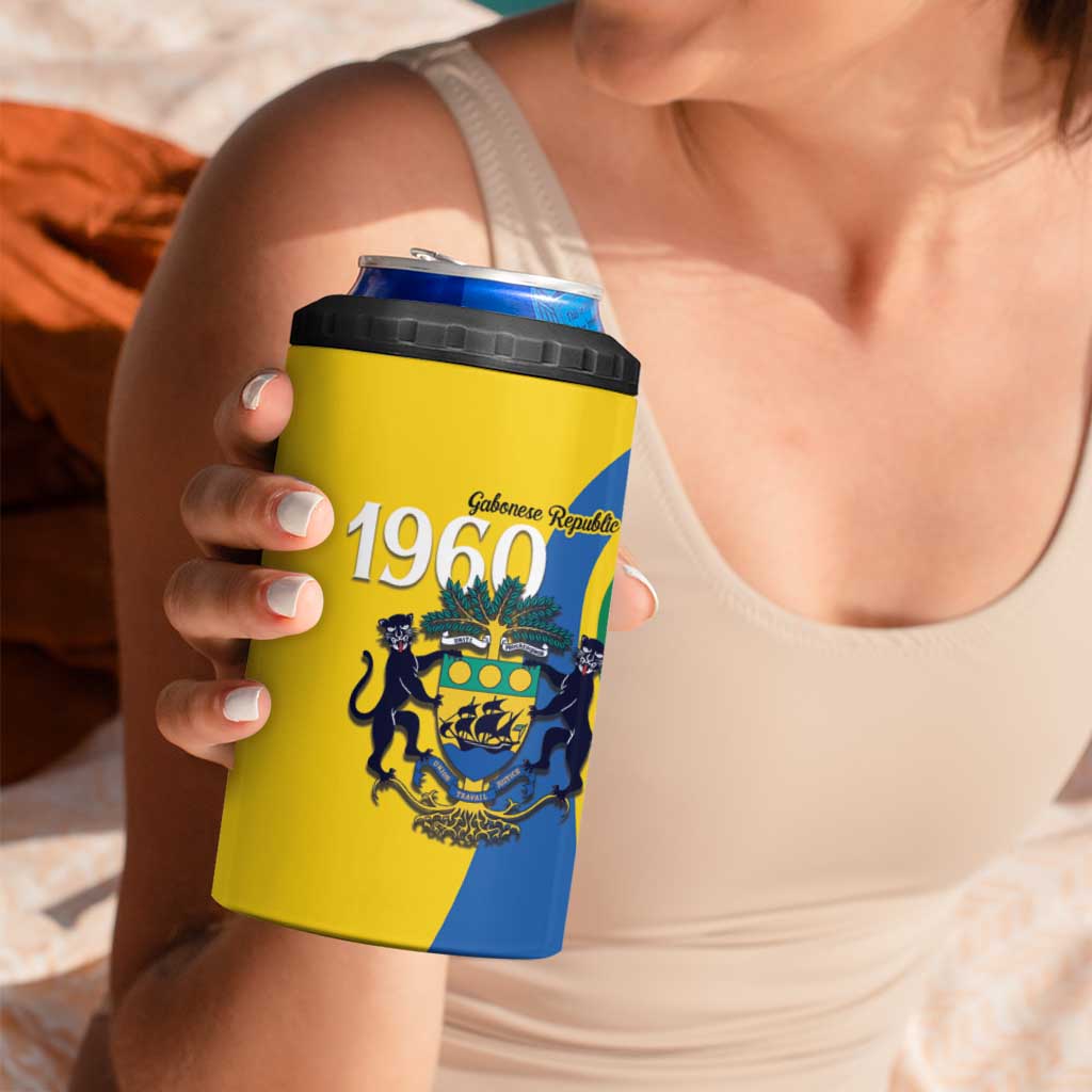 Personalized Gabon Independence Day 1960 4 in 1 Can Cooler Tumbler Gabonaise Coat of Arms - Wonder Print Shop