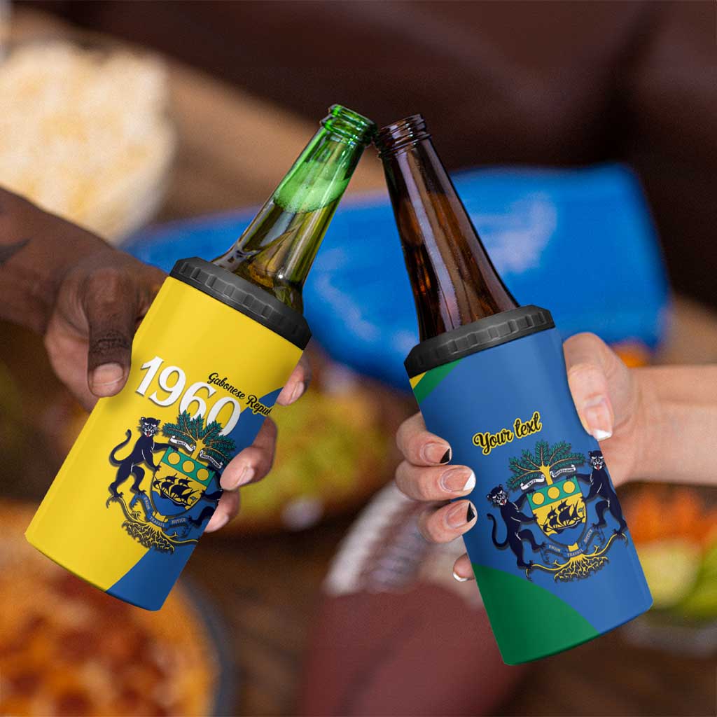 Personalized Gabon Independence Day 1960 4 in 1 Can Cooler Tumbler Gabonaise Coat of Arms - Wonder Print Shop