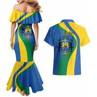 Personalized Gabon Independence Day 1960 Couples Matching Mermaid Dress and Hawaiian Shirt Gabonaise Coat of Arms - Wonder Print Shop
