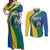 Personalized Gabon Independence Day 1960 Couples Matching Off Shoulder Maxi Dress and Long Sleeve Button Shirt Gabonaise Coat of Arms - Wonder Print Shop