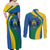 Personalized Gabon Independence Day 1960 Couples Matching Off Shoulder Maxi Dress and Long Sleeve Button Shirt Gabonaise Coat of Arms - Wonder Print Shop