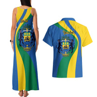 Personalized Gabon Independence Day 1960 Couples Matching Tank Maxi Dress and Hawaiian Shirt Gabonaise Coat of Arms - Wonder Print Shop