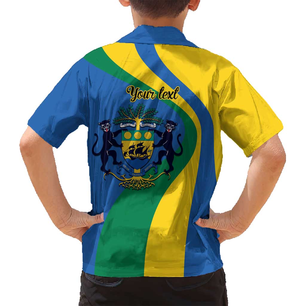 Personalized Gabon Independence Day 1960 Family Matching Off Shoulder Maxi Dress and Hawaiian Shirt Gabonaise Coat of Arms - Wonder Print Shop