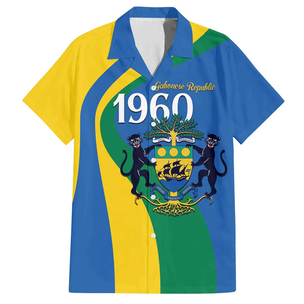 Personalized Gabon Independence Day 1960 Family Matching Summer Maxi Dress and Hawaiian Shirt Gabonaise Coat of Arms - Wonder Print Shop