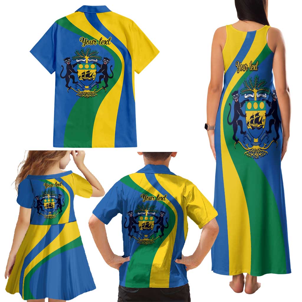 Personalized Gabon Independence Day 1960 Family Matching Tank Maxi Dress and Hawaiian Shirt Gabonaise Coat of Arms - Wonder Print Shop