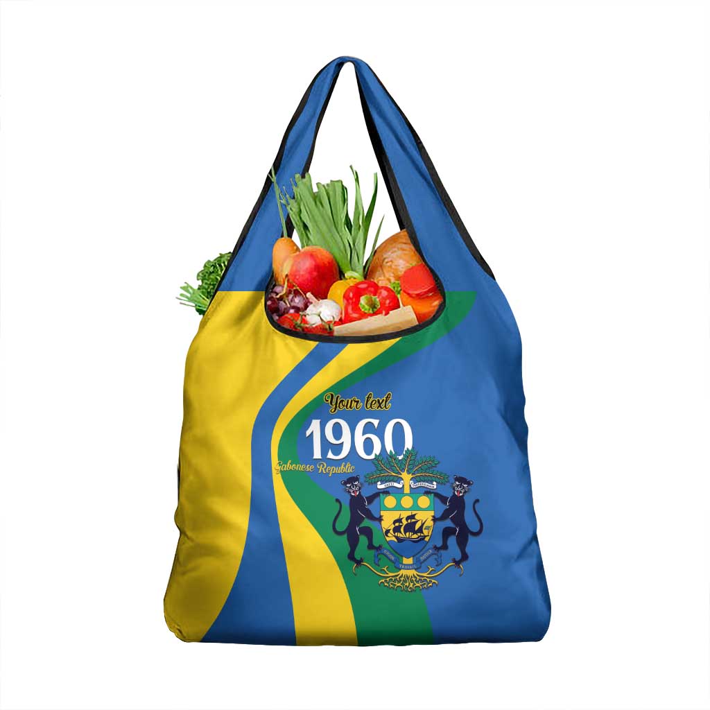 Personalized Gabon Independence Day 1960 Grocery Bag Gabonaise Coat of Arms - Wonder Print Shop
