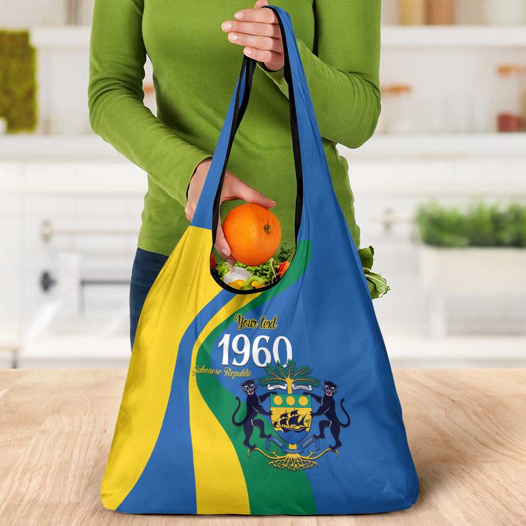 Personalized Gabon Independence Day 1960 Grocery Bag Gabonaise Coat of Arms - Wonder Print Shop